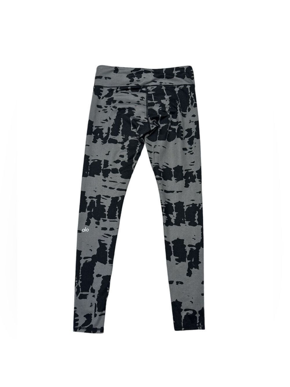 Alo Yoga Women's Tie Dye Leggings Black Gray Activewear Full-Length Size S